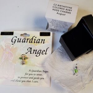 Guardian Angel August Peridot Pin And Avon Charm Pendant 2012 Qty 2 NEW